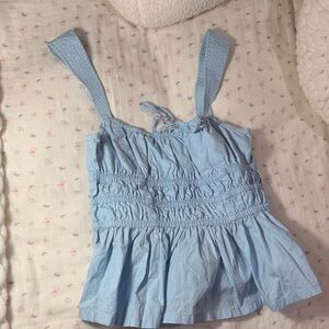 Aritzia Sunday Best Sky Blue Smocked Top